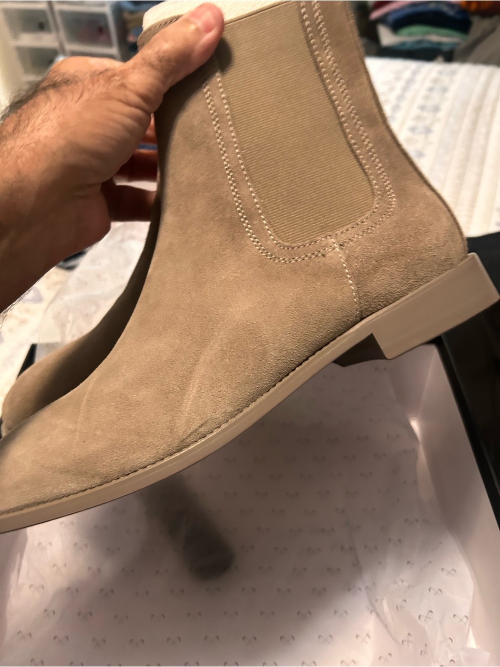 Men's Suede Chukka Boots in Taupe - Picture 11 of 16
